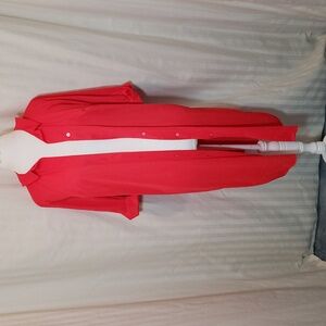 Vintage Vanity Fair Robe Nylon Robe Nylon Red Button-Up Shirt Lingerie (A)